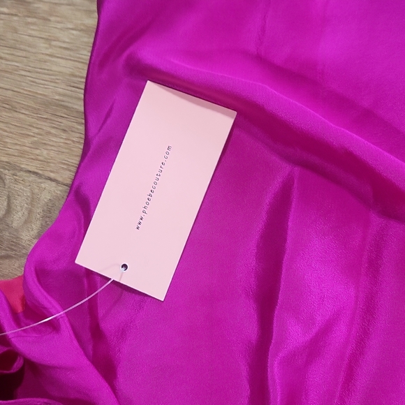 PHOEBE COUTURE 100% Silk Hot Pink & Purple Colorblock Shift Dress - Picture 5 of 14